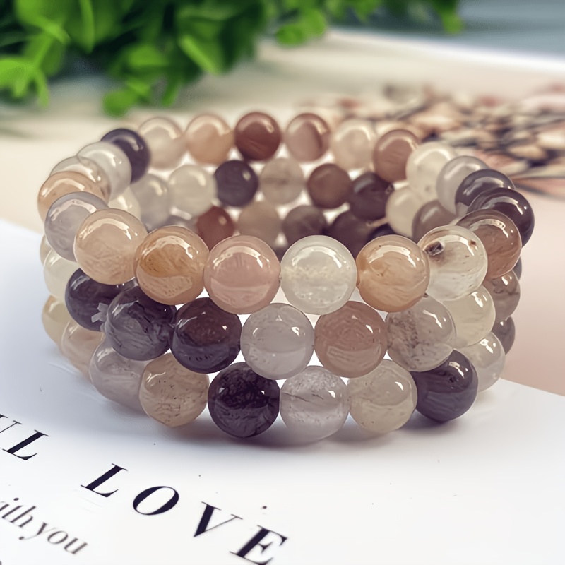 8mm Raw Stone Bracelet, Elegant Minimalist Beaded Accessory